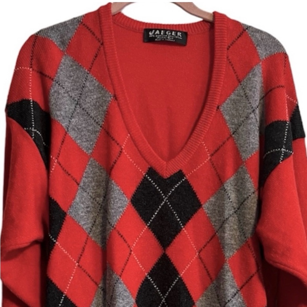 Men’s Vintage Scottish Lambswool Argyle V-neck Pullover Sweater
